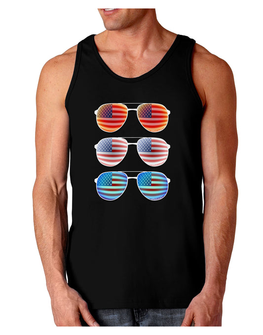 Red White and Blue USA Flag Aviators Dark Loose Tank Top-Mens Loose Tank Top-TooLoud-Black-Small-Davson Sales