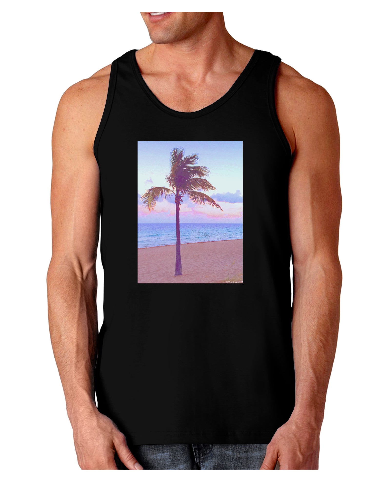 Palm Tree Beach Filter Dark Loose Tank Top-Mens Loose Tank Top-TooLoud-Black-Small-Davson Sales