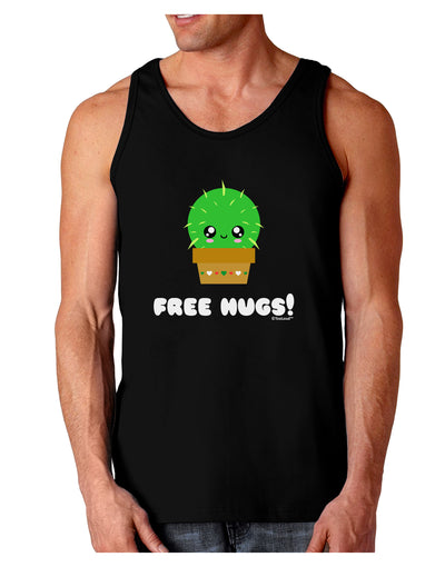 Cute Cactus - Free Hugs Dark Loose Tank Top-Mens Loose Tank Top-TooLoud-Black-Small-Davson Sales