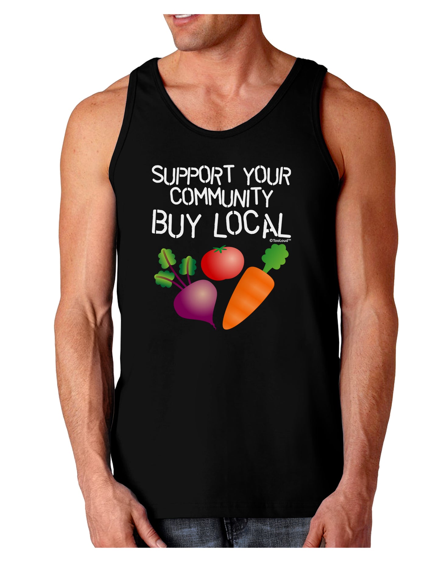 Support Your Community - Buy Local Dark Loose Tank Top-Mens Loose Tank Top-TooLoud-Black-Small-Davson Sales