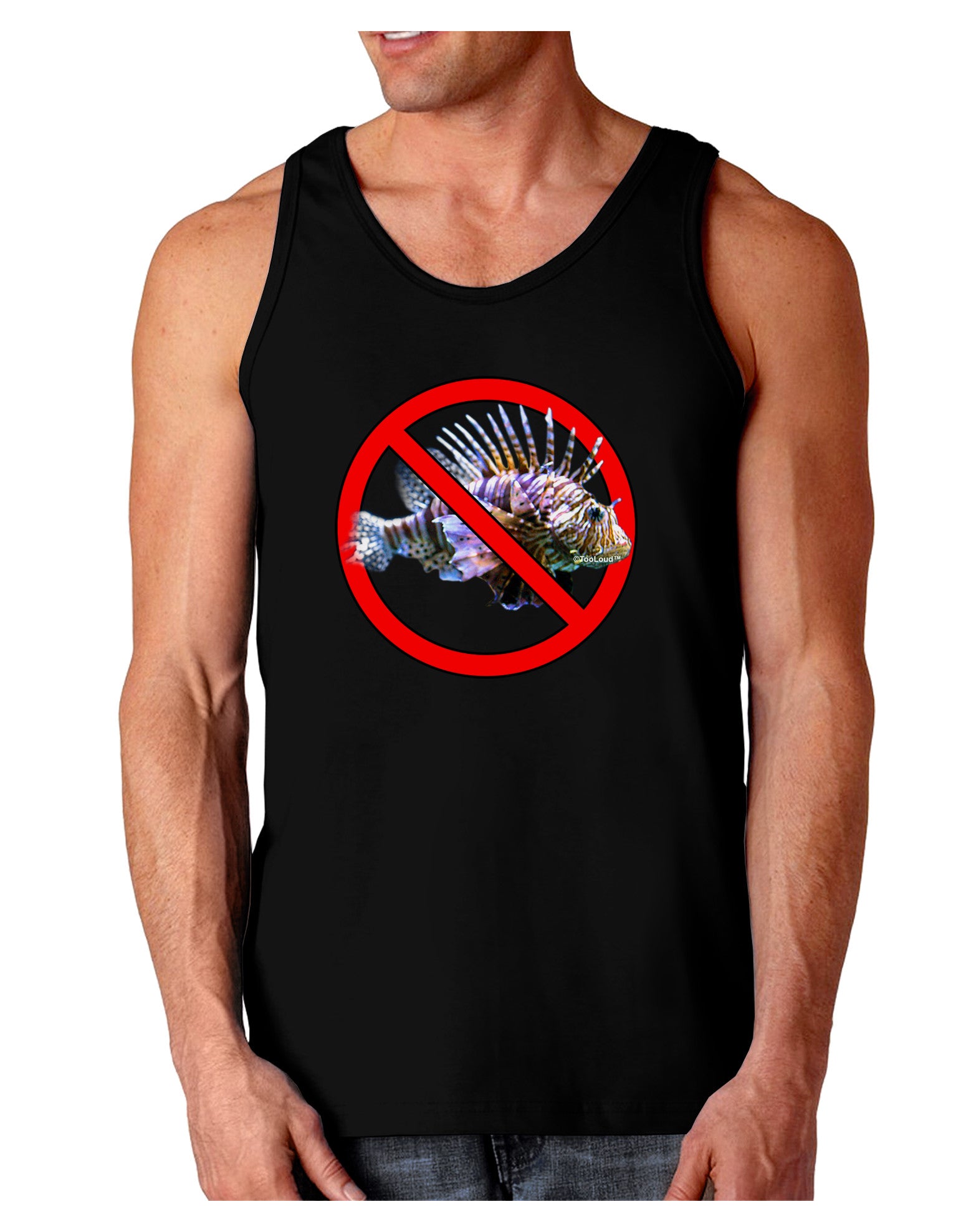 No Lionfish Dark Loose Tank Top-Mens Loose Tank Top-TooLoud-Black-Small-Davson Sales
