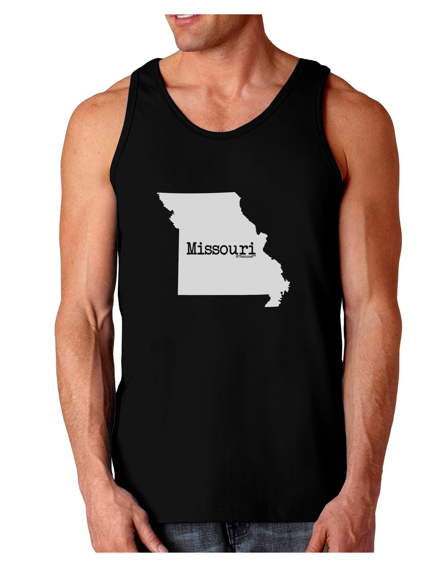 Missouri - United States Shape Dark Loose Tank Top-Mens Loose Tank Top-TooLoud-Black-Small-Davson Sales