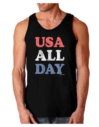 USA All Day - Distressed Patriotic Design Dark Loose Tank Top by TooLoud-Mens Loose Tank Top-TooLoud-Black-Small-Davson Sales