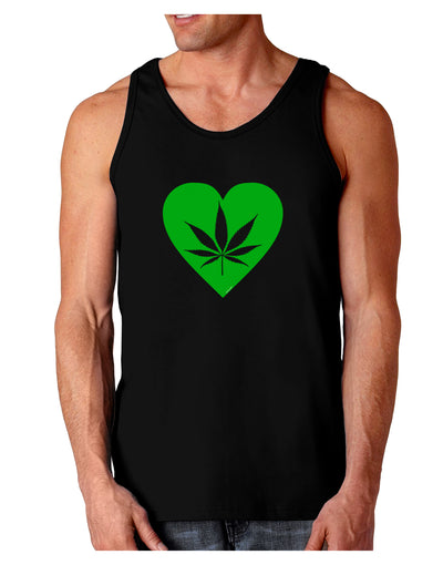 Marijuana Leaf Heart Green Dark Loose Tank Top-Mens Loose Tank Top-TooLoud-Black-Small-Davson Sales