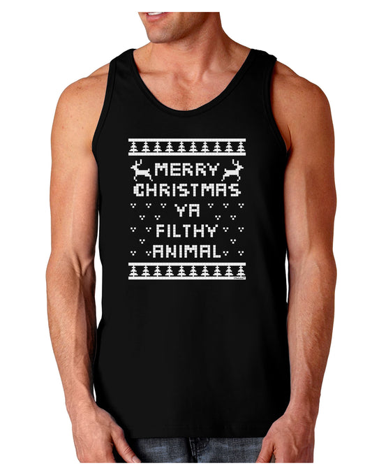 Merry Christmas Ya Filthy Animal Christmas Sweater Dark Loose Tank Top-Mens Loose Tank Top-TooLoud-Black-Small-Davson Sales