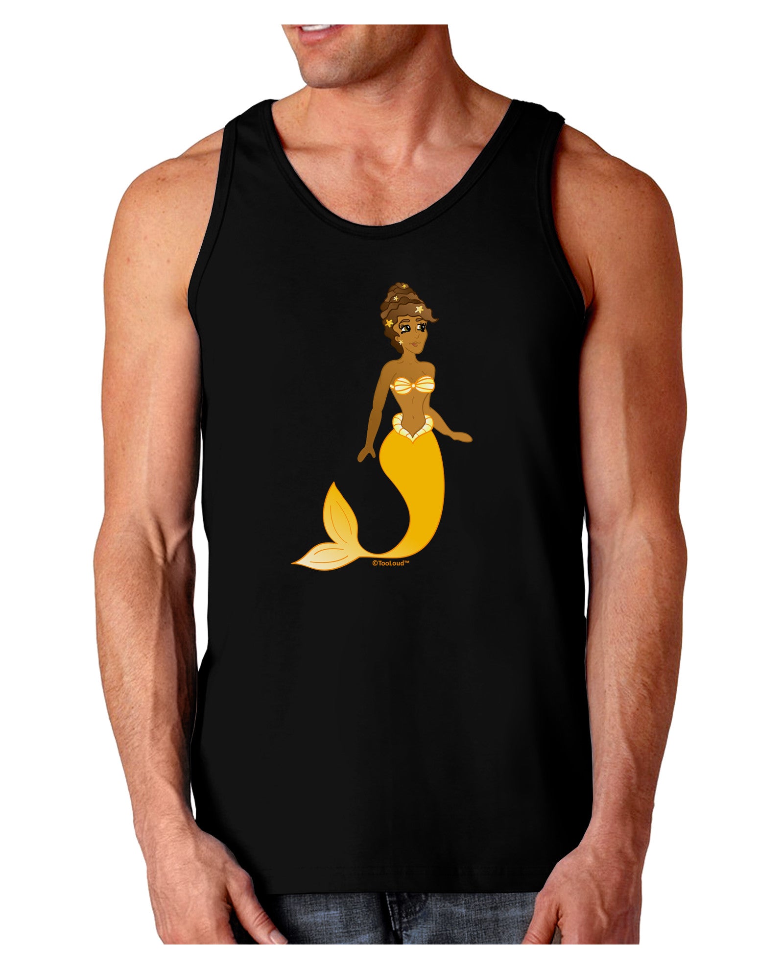 Mermaid Design - Yellow Dark Loose Tank Top-Mens Loose Tank Top-TooLoud-Black-Small-Davson Sales