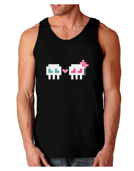 8-Bit Skull Love - Boy and Girl Dark Loose Tank Top-Mens Loose Tank Top-TooLoud-Black-Small-Davson Sales