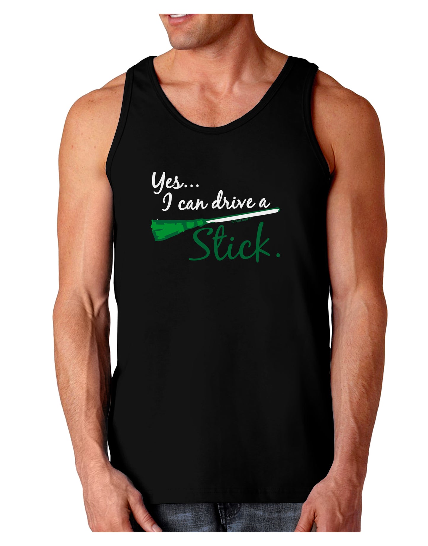 Drive Stick Green Dark Loose Tank Top-Mens Loose Tank Top-TooLoud-Black-Small-Davson Sales