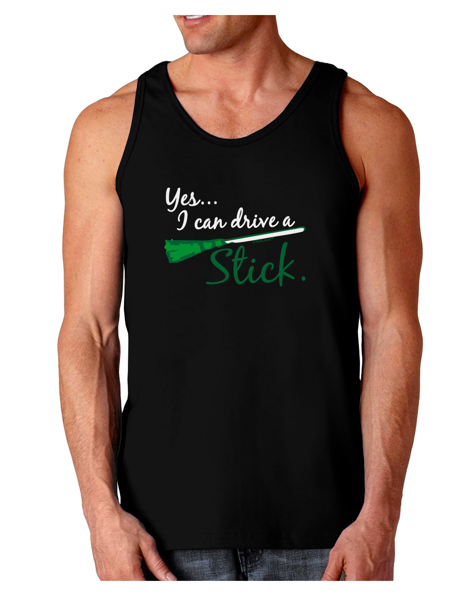Drive Stick Green Dark Loose Tank Top-Mens Loose Tank Top-TooLoud-Black-Small-Davson Sales
