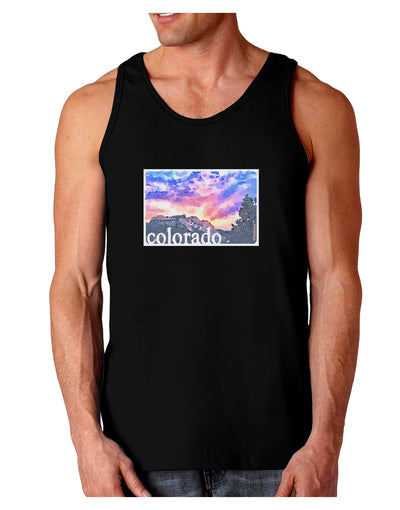 CO Rainbow Sunset Watercolor Text Dark Loose Tank Top-Mens Loose Tank Top-TooLoud-Black-Small-Davson Sales