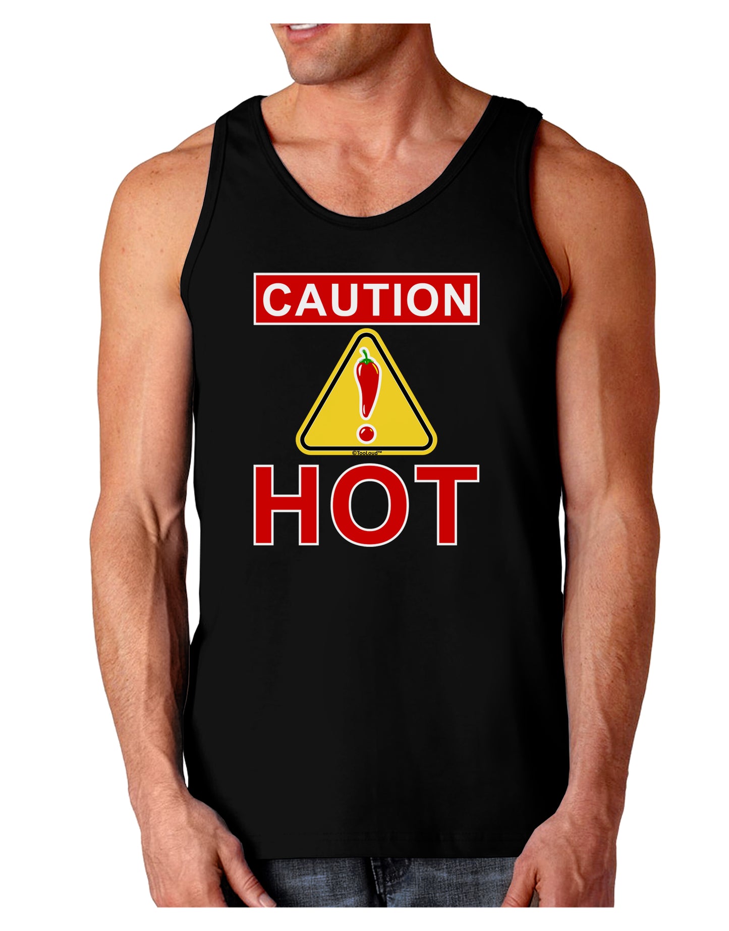 Caution Hot Chili Pepper Sign Dark Loose Tank Top-Mens Loose Tank Top-TooLoud-Black-Small-Davson Sales
