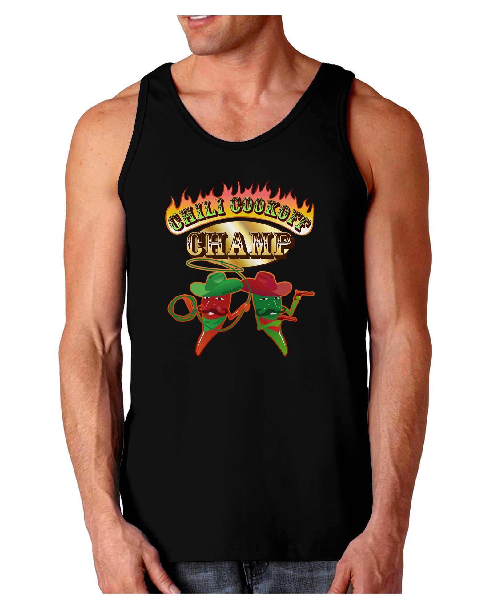 Cowboy Chili Cookoff Champ Dark Loose Tank Top-Mens Loose Tank Top-TooLoud-Black-Small-Davson Sales