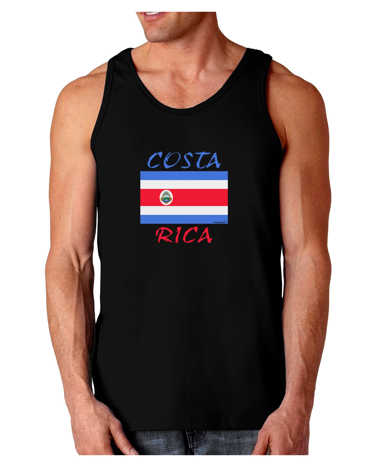 Costa Rica Flag Dark Loose Tank Top-Mens Loose Tank Top-TooLoud-Black-Small-Davson Sales