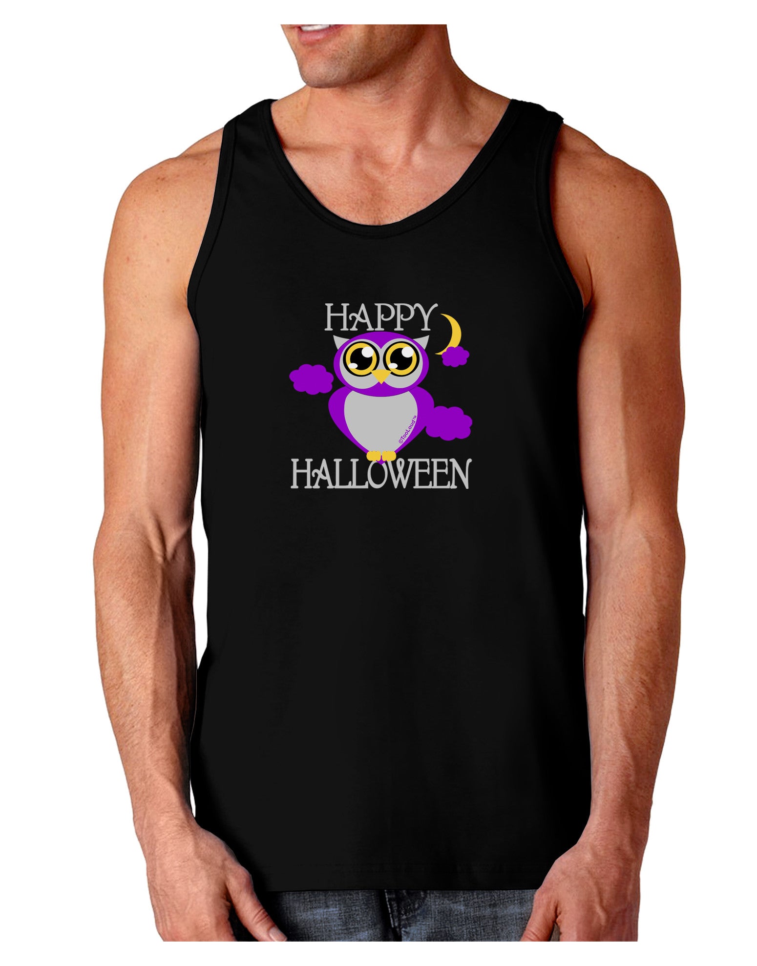 Owl Purple Text Dark Loose Tank Top-Mens Loose Tank Top-TooLoud-Black-Small-Davson Sales