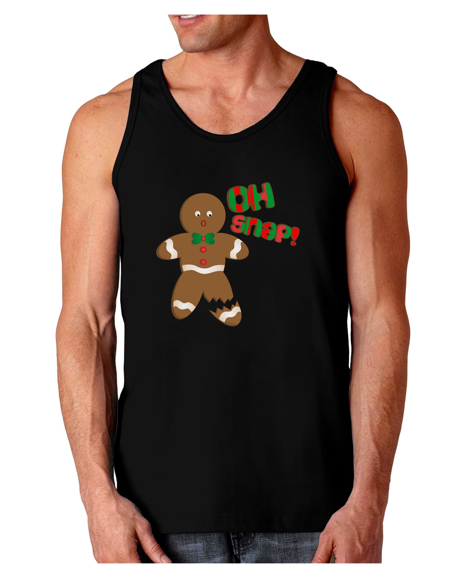 Oh Snap Gingerbread Man Christmas Dark Loose Tank Top-Mens Loose Tank Top-TooLoud-Black-Small-Davson Sales