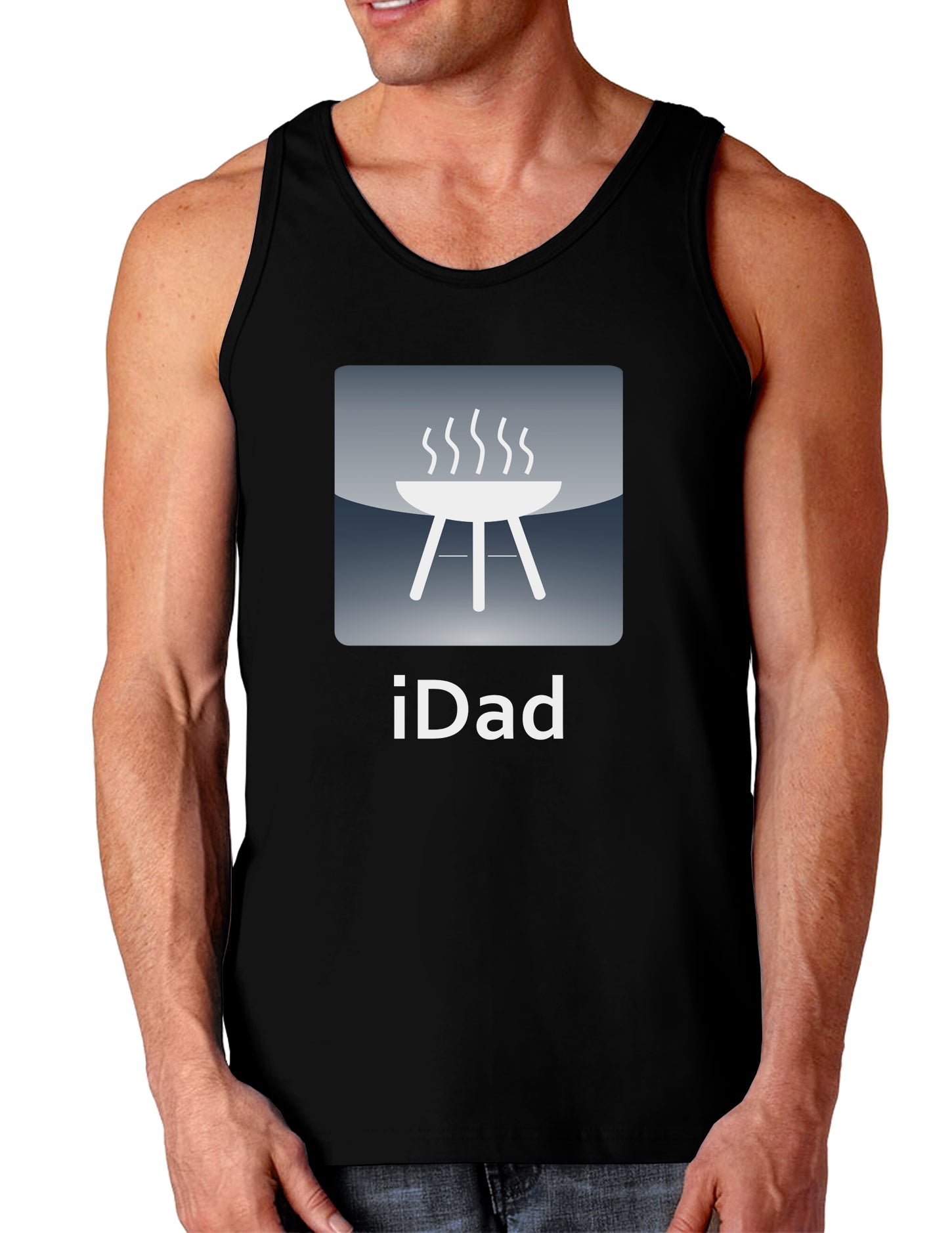 iDad Grill Dark Loose Tank Top-Mens Loose Tank Top-TooLoud-Black-Small-Davson Sales
