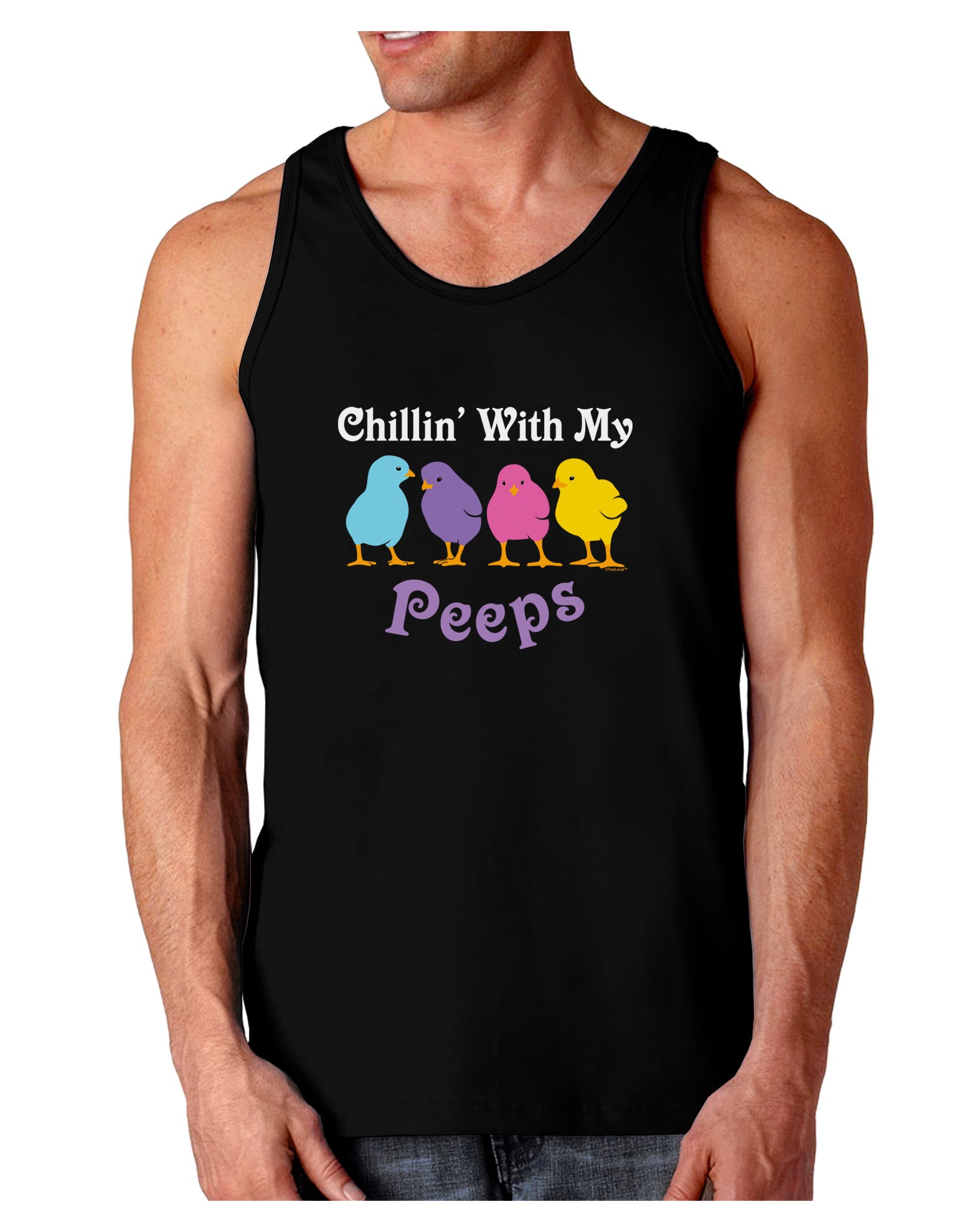 Chillin With My Peeps Dark Loose Tank Top-Mens Loose Tank Top-TooLoud-Black-Small-Davson Sales