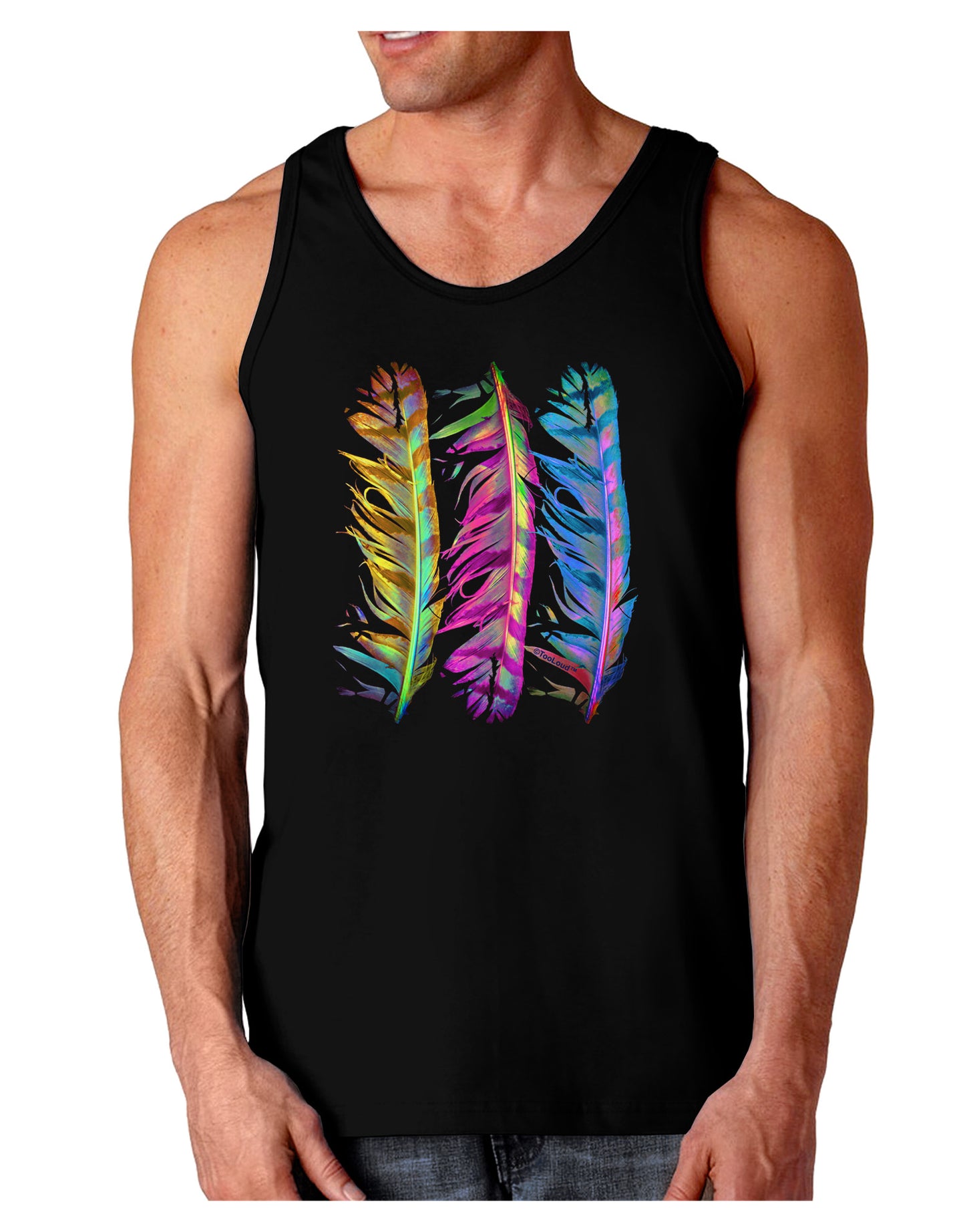 Magic Feathers Dark Loose Tank Top-Mens Loose Tank Top-TooLoud-Black-Small-Davson Sales