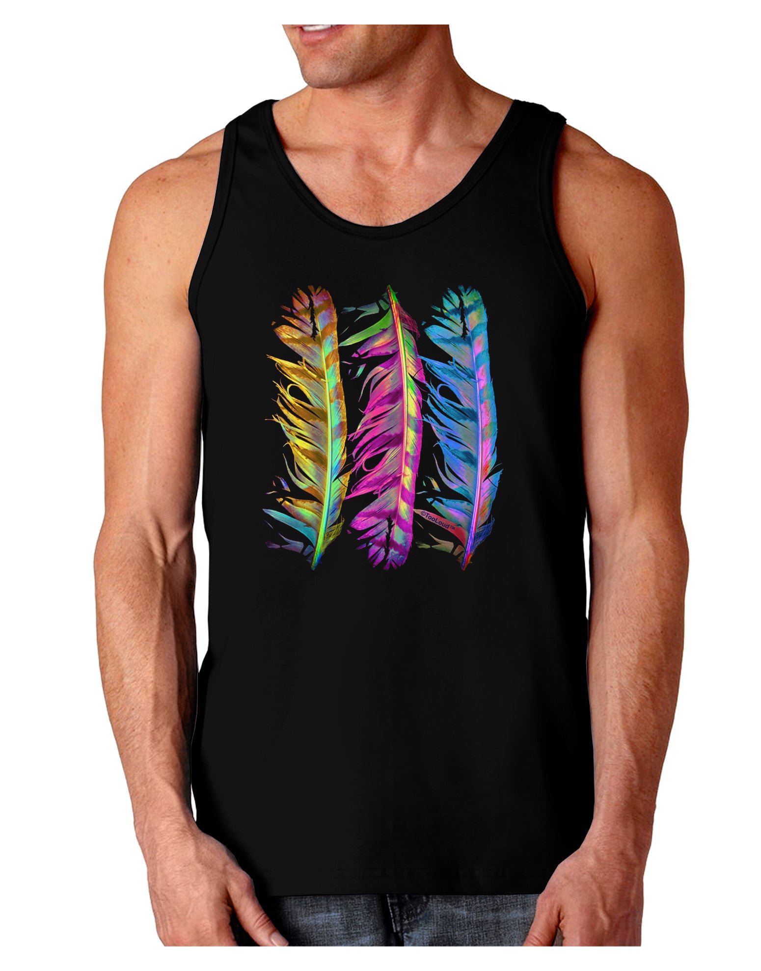 Magic Feathers Dark Loose Tank Top-Mens Loose Tank Top-TooLoud-Black-Small-Davson Sales