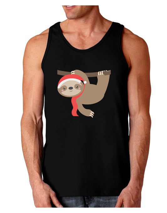Cute Christmas Sloth with Santa Hat Dark Loose Tank Top-Mens Loose Tank Top-TooLoud-Black-Small-Davson Sales