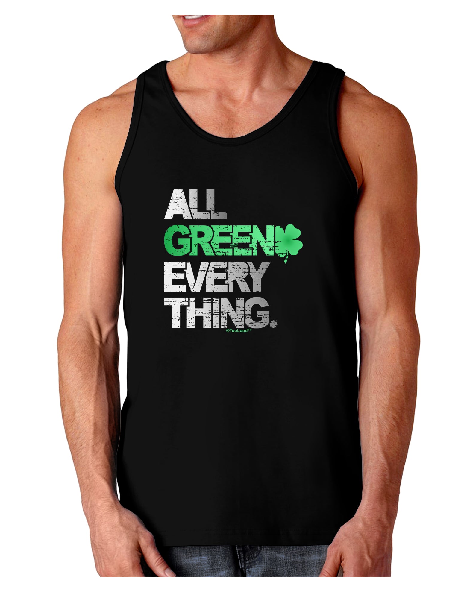 All Green Everything Distressed Dark Loose Tank Top-Mens Loose Tank Top-TooLoud-Black-Small-Davson Sales