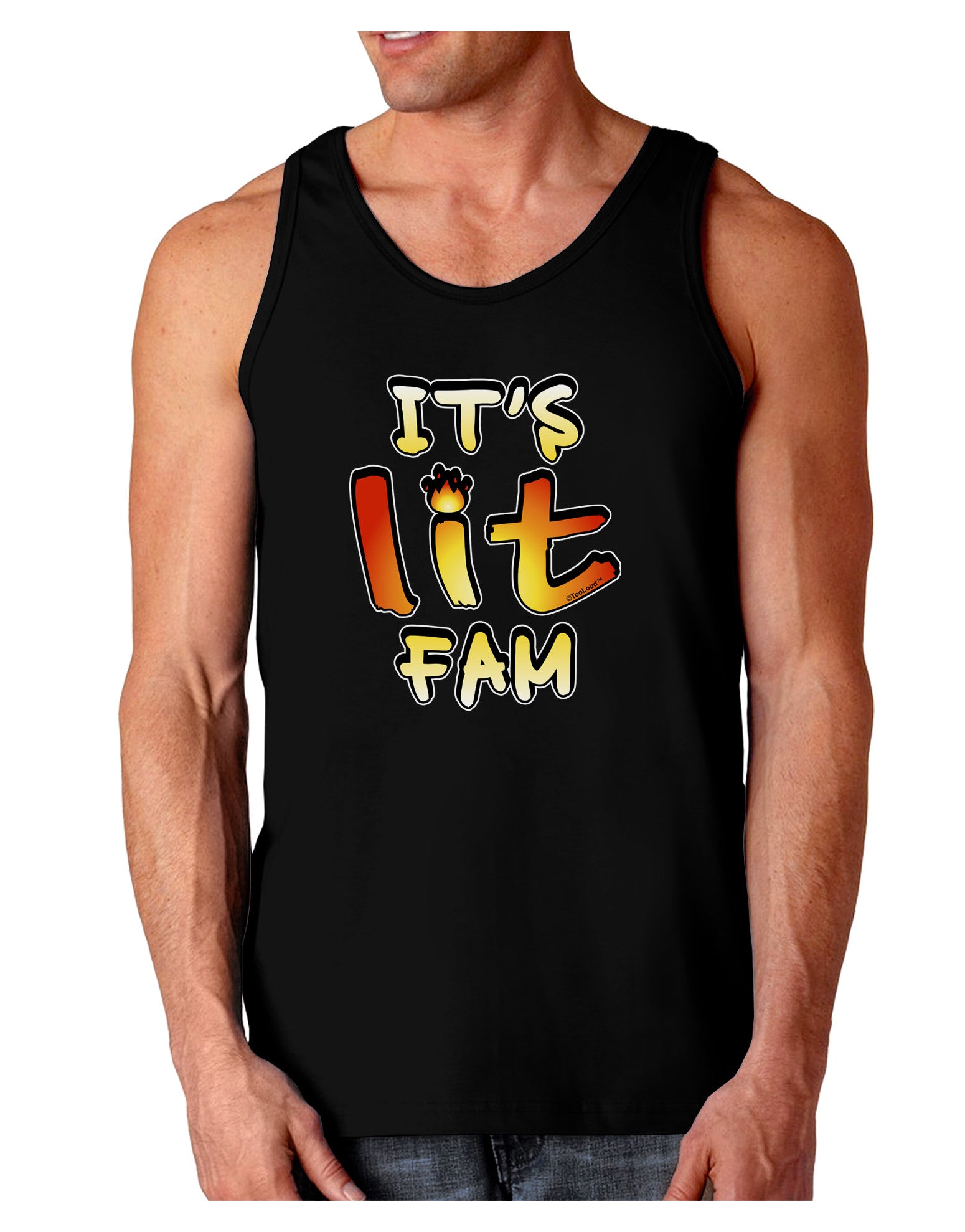 It's Lit Fam Dark Loose Tank Top-Mens Loose Tank Top-TooLoud-Black-Small-Davson Sales