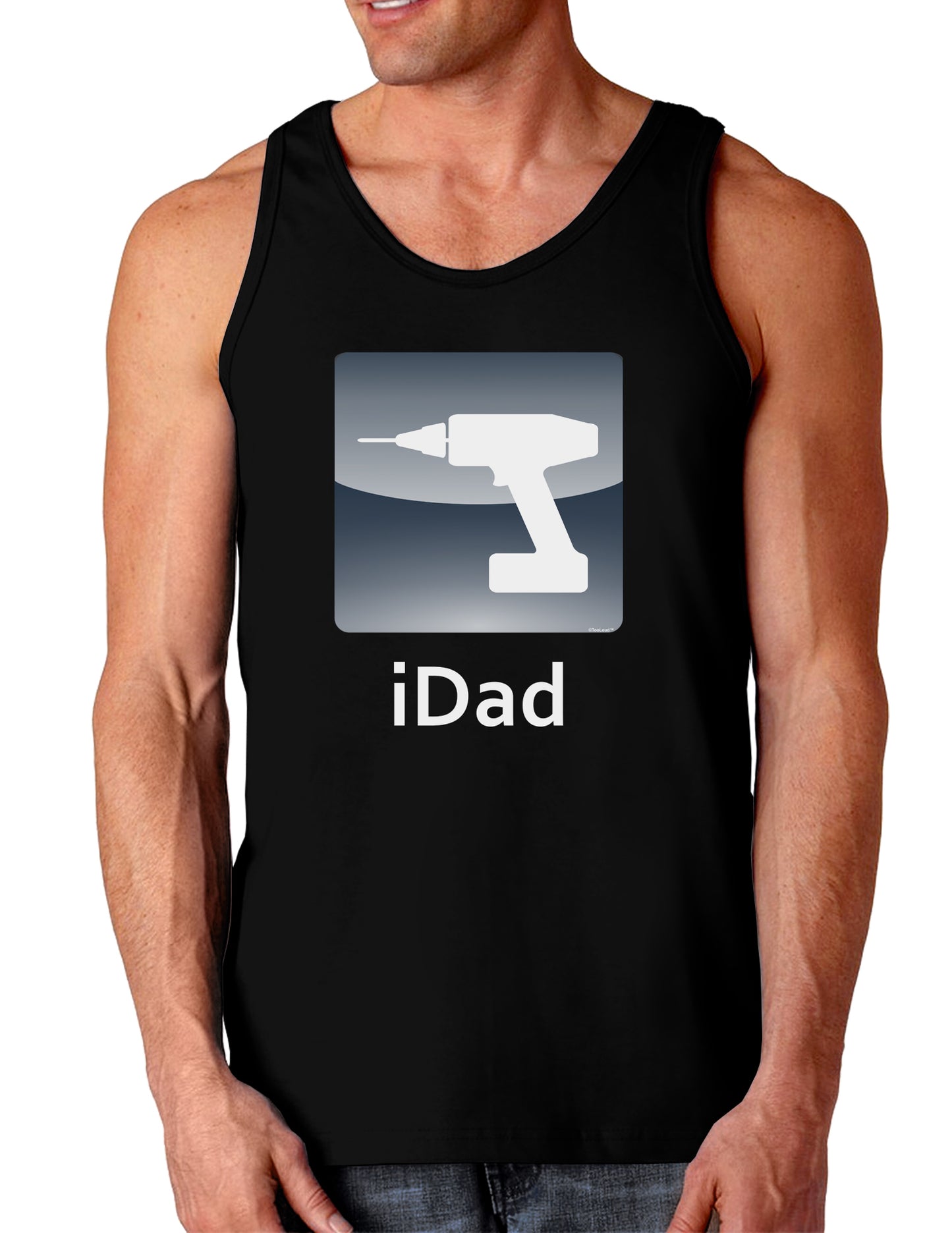 iDad Drill Dark Loose Tank Top-Mens Loose Tank Top-TooLoud-Black-Small-Davson Sales