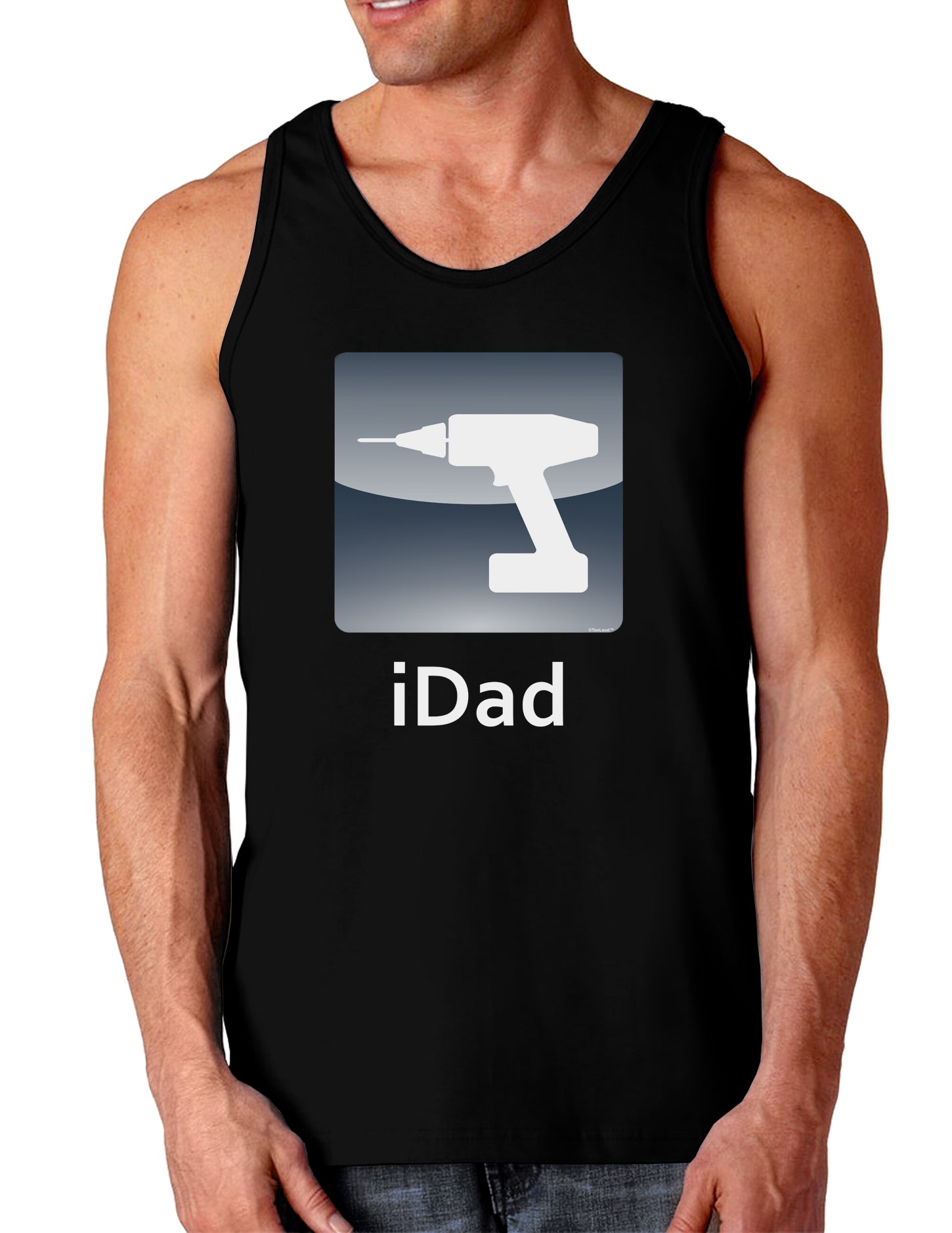 iDad Drill Dark Loose Tank Top-Mens Loose Tank Top-TooLoud-Black-Small-Davson Sales