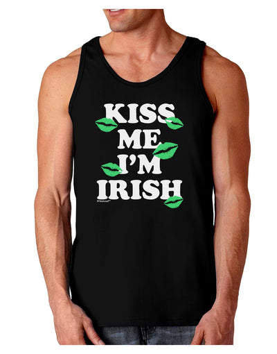 Kiss Me I'm Irish - Green Kisses Dark Loose Tank Top by TooLoud-Mens Loose Tank Top-TooLoud-Black-Small-Davson Sales