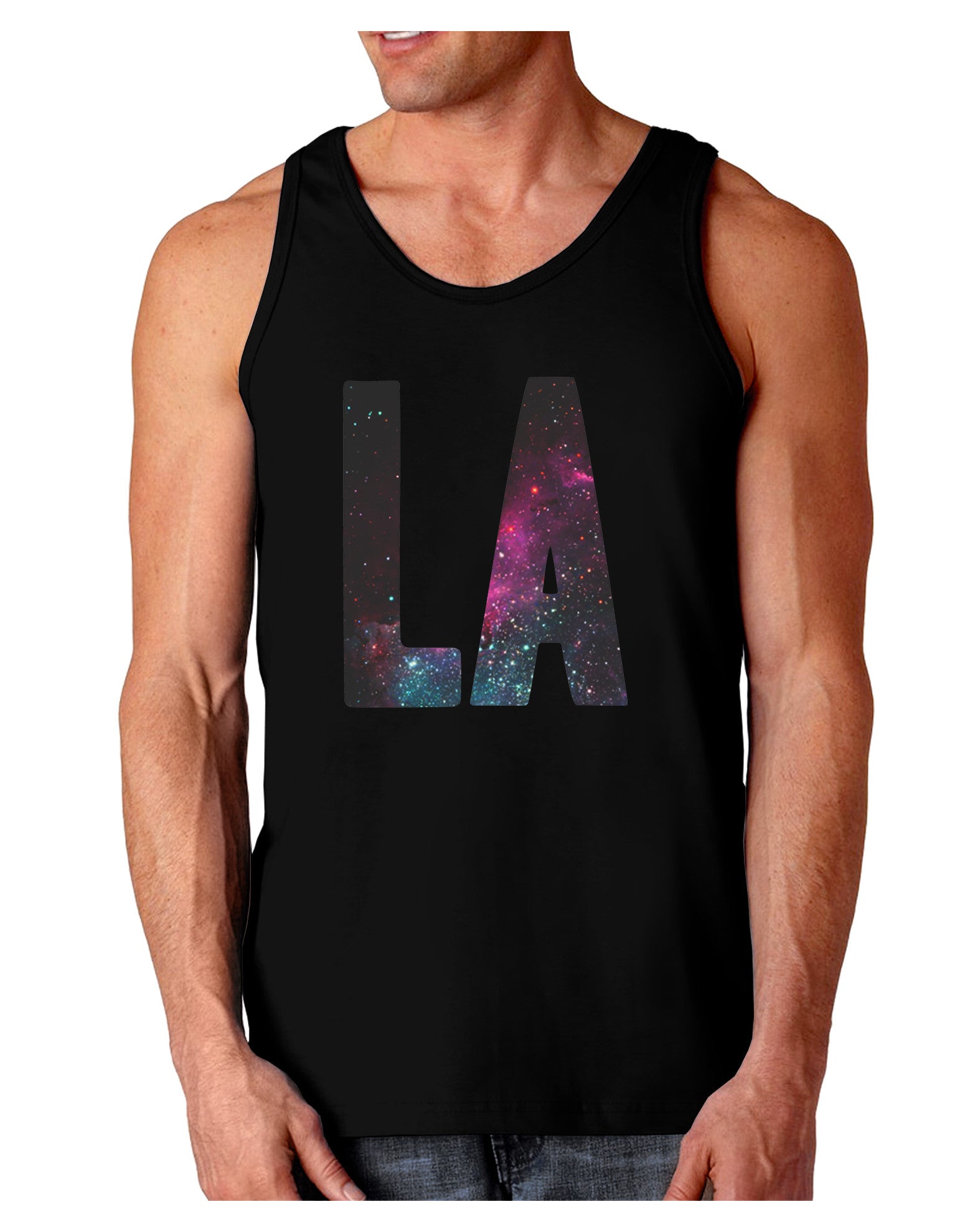 LA Outer Space Desgin Dark Loose Tank Top-Mens Loose Tank Top-TooLoud-Black-Small-Davson Sales