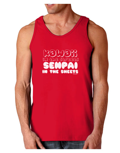 Kawaii in the Streets Senpai in the Sheets Dark Loose Tank Top by TooLoud-Mens Loose Tank Top-TooLoud-Red-Small-Davson Sales