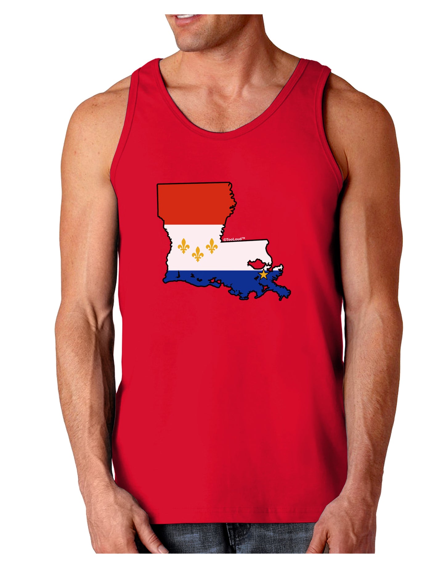 New Orleans Louisiana Flag Dark Loose Tank Top-Mens Loose Tank Top-TooLoud-Red-Small-Davson Sales