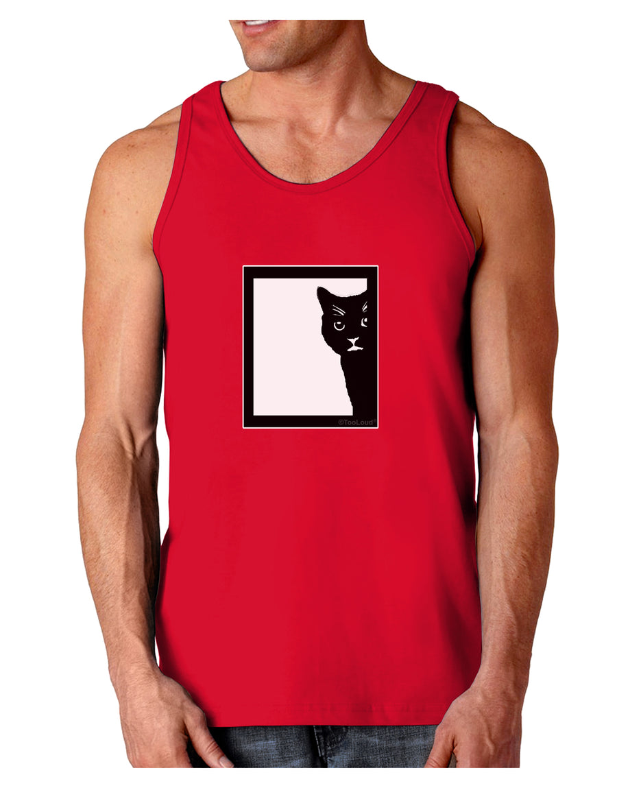 Cat Peeking Dark Loose Tank Top by TooLoud-Mens Loose Tank Top-TooLoud-Black-Small-Davson Sales