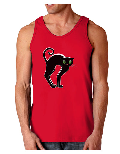 Cute Arched Black Cat Halloween Dark Loose Tank Top-Mens Loose Tank Top-TooLoud-Red-Small-Davson Sales