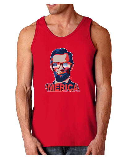 Lincoln Merica Dark Loose Tank Top-Mens Loose Tank Top-TooLoud-Red-Small-Davson Sales