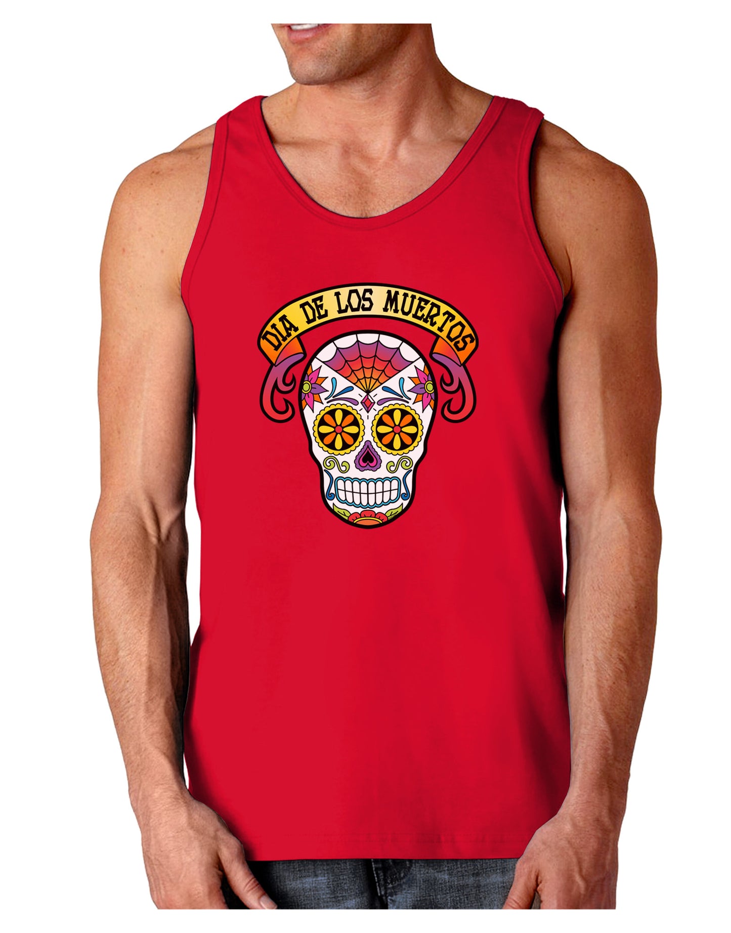 Dia de los Muertos Calavera Dark Loose Tank Top-Mens Loose Tank Top-TooLoud-Red-Small-Davson Sales