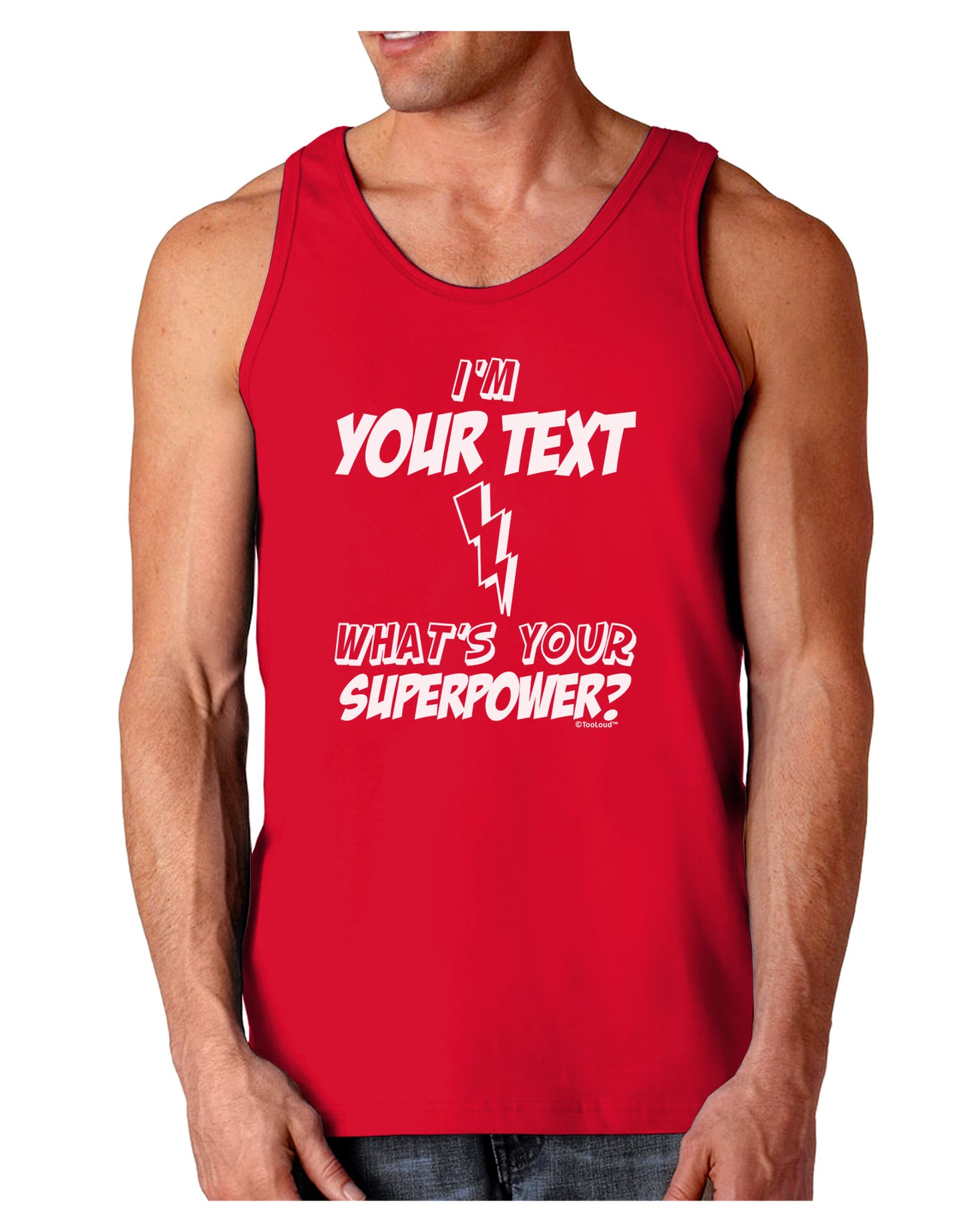 Personalized I'm -Customizable- What's Your Superpower Dark Loose Tank Top-Mens Loose Tank Top-TooLoud-Red-Small-Davson Sales
