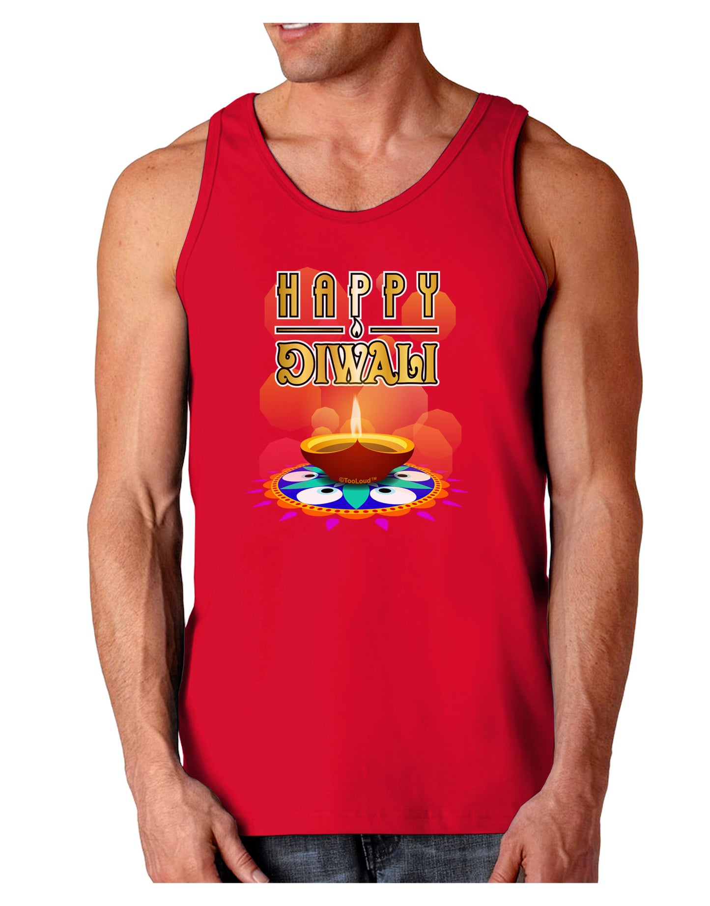 Happy Diwali - Rangoli and Diya Dark Loose Tank Top by-Mens Loose Tank Top-TooLoud-Red-Small-Davson Sales