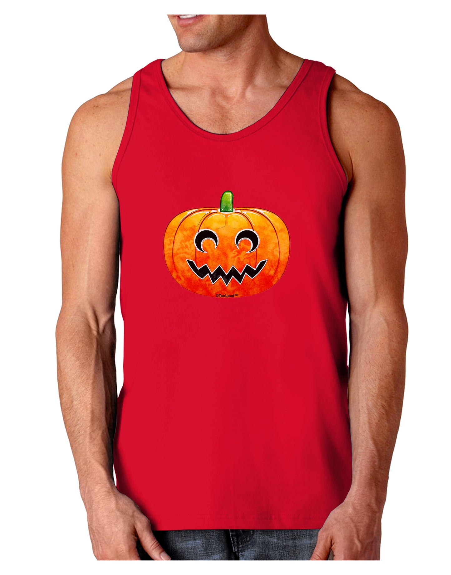 Jack-O-Lantern Watercolor Dark Loose Tank Top-Mens Loose Tank Top-TooLoud-Red-Small-Davson Sales