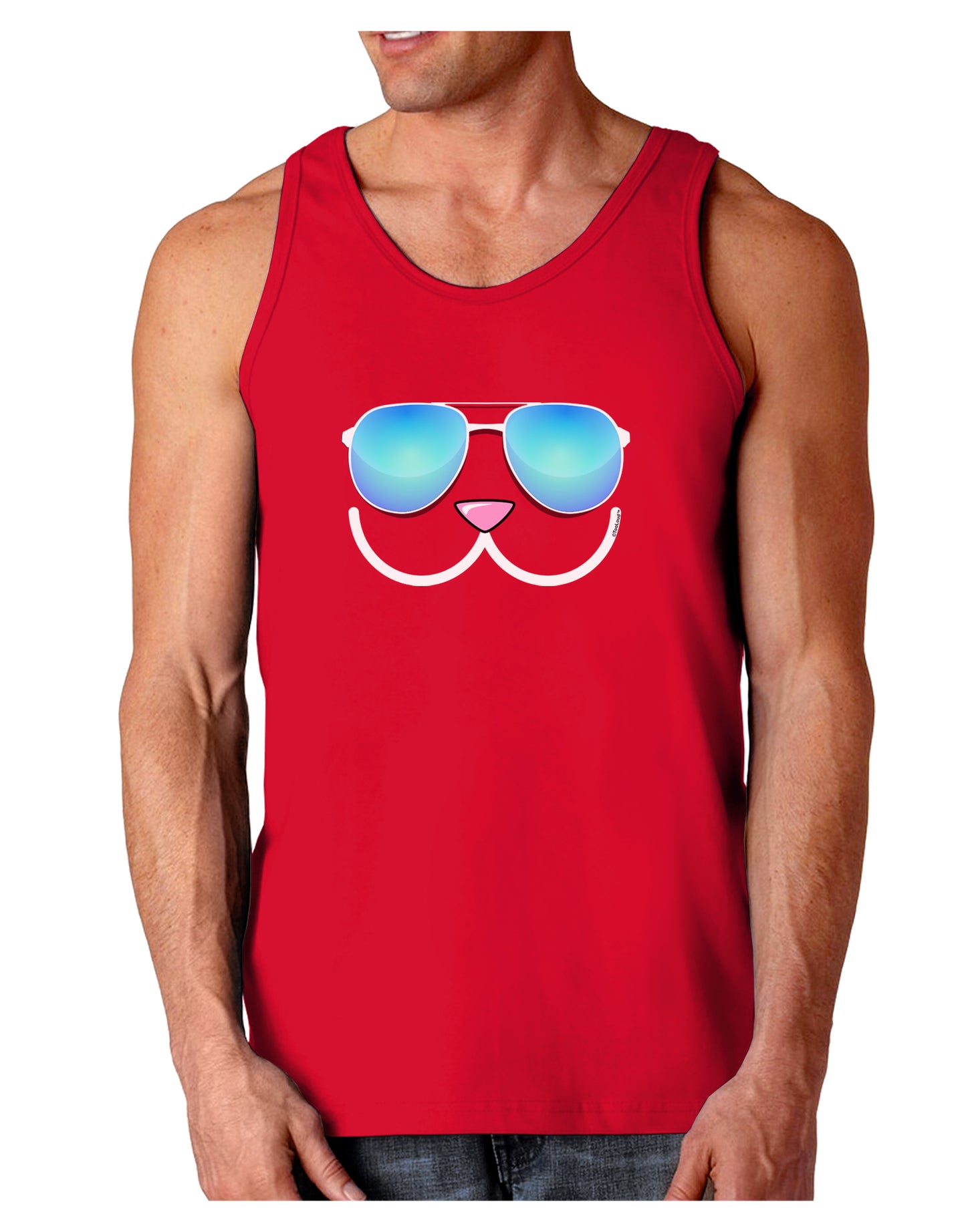 Kyu-T Face - Kawa Cool Sunglasses Dark Loose Tank Top-Mens Loose Tank Top-TooLoud-Red-Small-Davson Sales