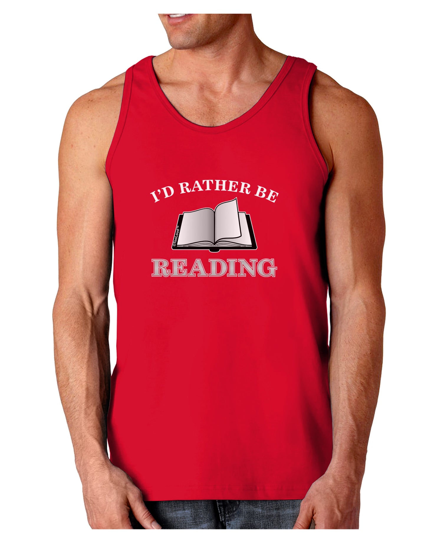 I'd Rather Be Reading Dark Loose Tank Top-Mens Loose Tank Top-TooLoud-Red-Small-Davson Sales