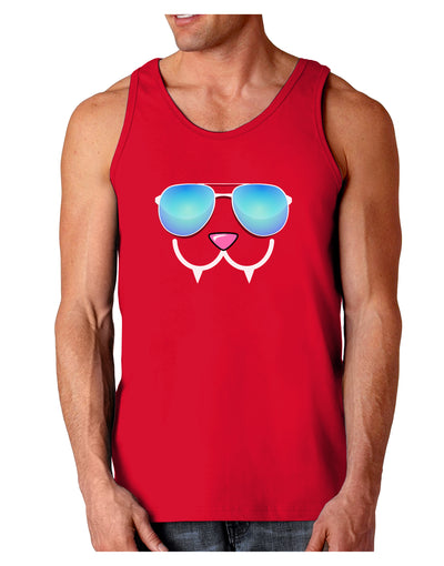 Kyu-T Face - Fangs Cool Sunglasses Dark Loose Tank Top-Mens Loose Tank Top-TooLoud-Red-Small-Davson Sales