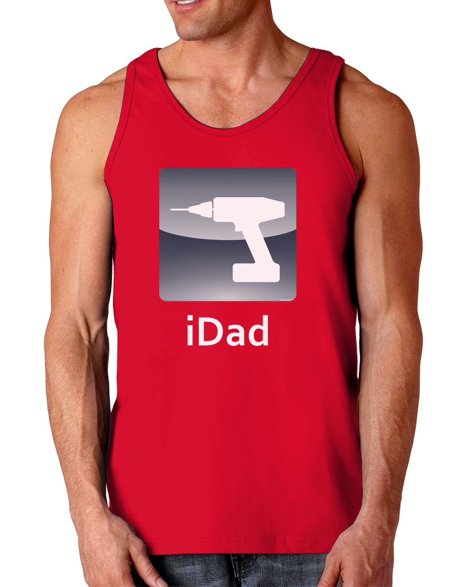 iDad Drill Dark Loose Tank Top-Mens Loose Tank Top-TooLoud-Red-Small-Davson Sales
