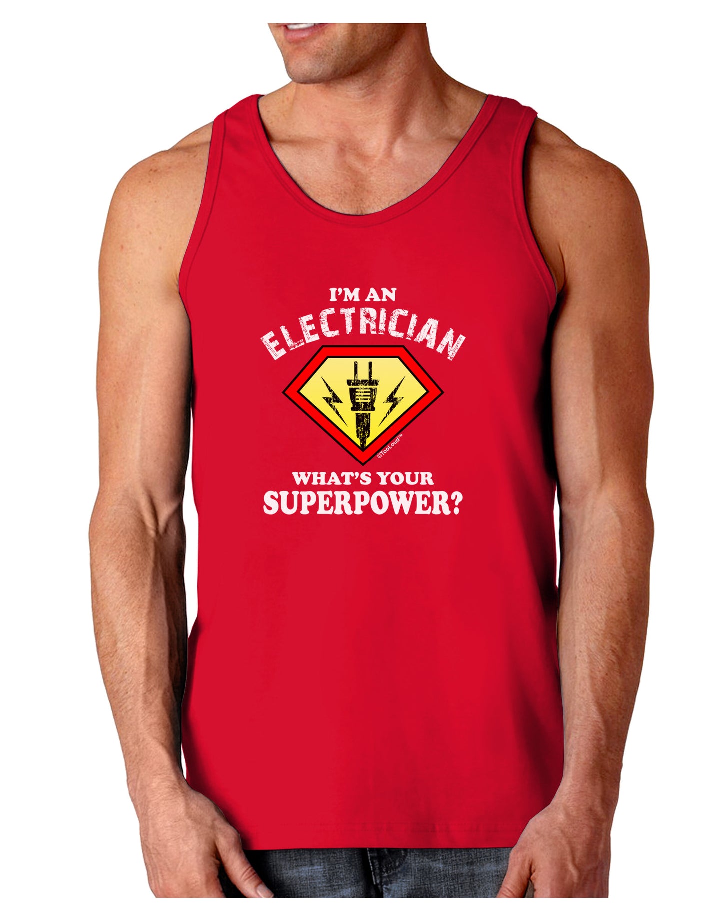 Electrician - Superpower Dark Loose Tank Top-Mens Loose Tank Top-TooLoud-Red-Small-Davson Sales