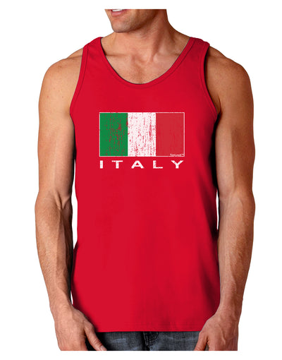 Italian Flag - Italy Text Distressed Dark Loose Tank Top by TooLoud-Mens Loose Tank Top-TooLoud-Red-Small-Davson Sales