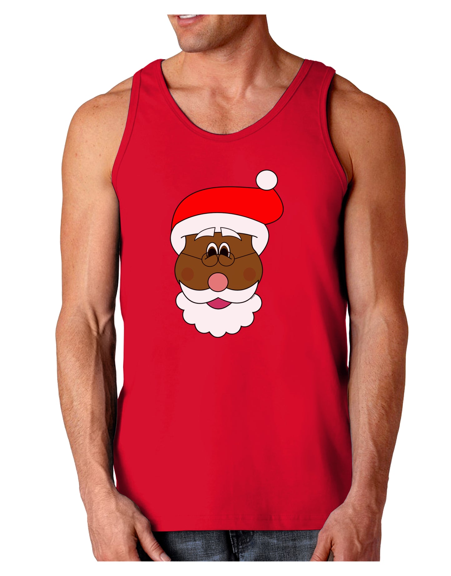 Black Santa Claus Face Christmas Dark Loose Tank Top-Mens Loose Tank Top-TooLoud-Red-Small-Davson Sales