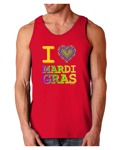 I Love Heart Mardi Gras Dark Loose Tank Top-Mens Loose Tank Top-TooLoud-Red-Small-Davson Sales