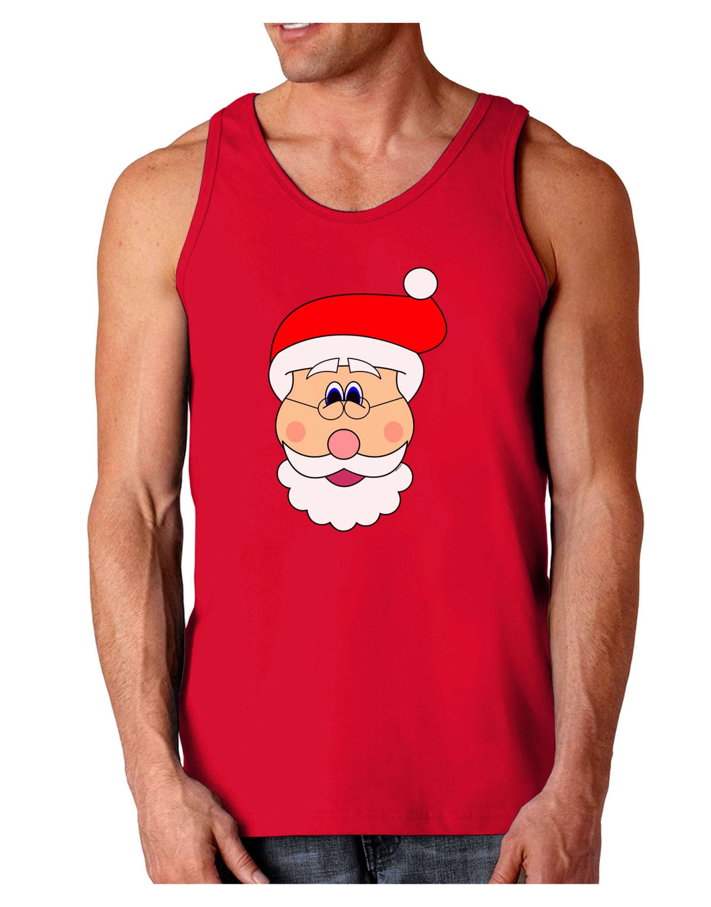 Santa Claus Face Christmas Dark Loose Tank Top-Mens Loose Tank Top-TooLoud-Red-Small-Davson Sales