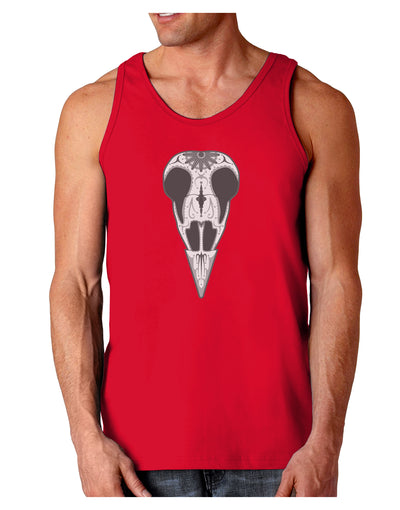 Black and White Mystic Bird Skull Day of the Dead Dark Loose Tank Top-Mens Loose Tank Top-TooLoud-Red-Small-Davson Sales