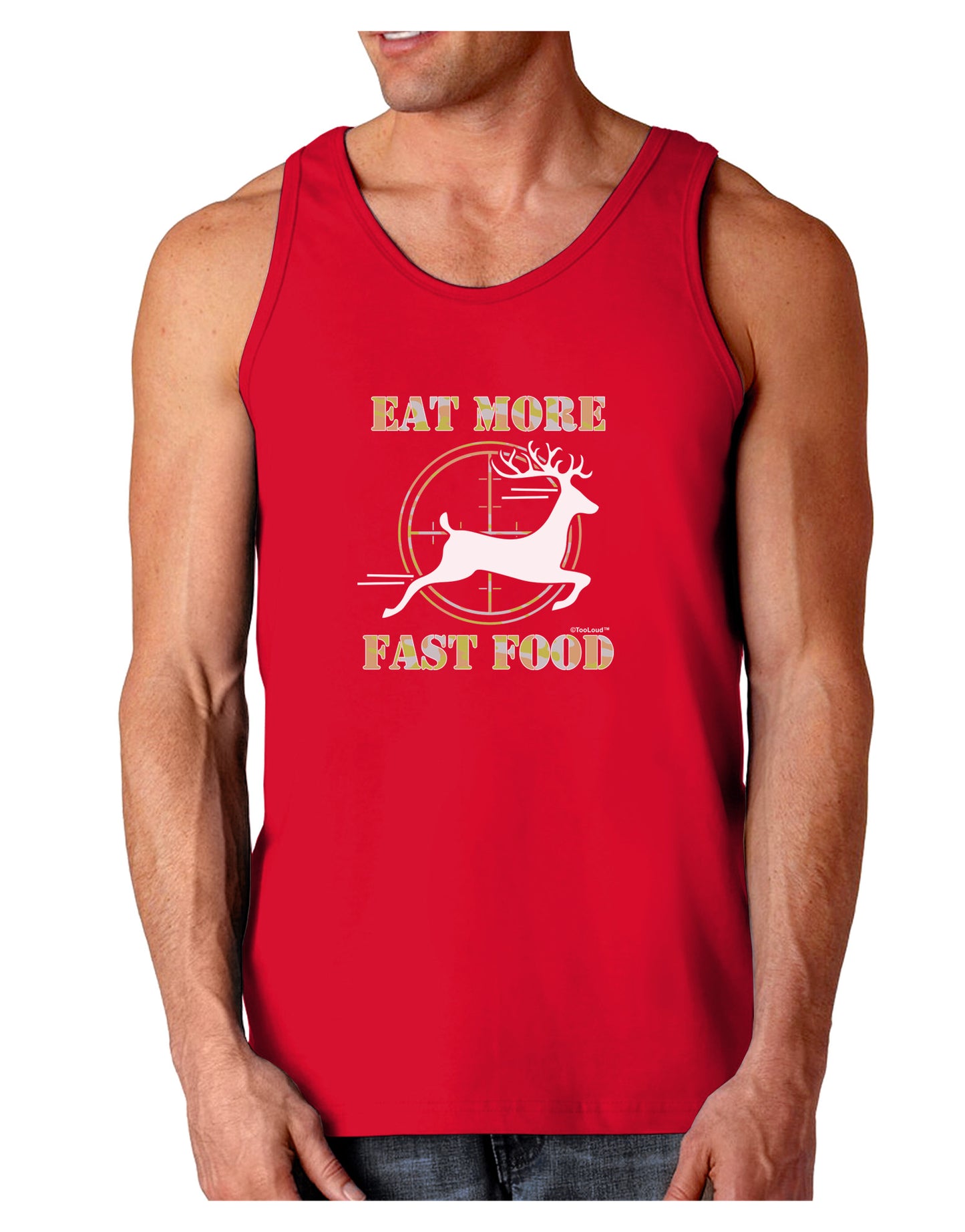 Eat More Fast Food - Deer Dark Loose Tank Top-Mens Loose Tank Top-TooLoud-Red-Small-Davson Sales